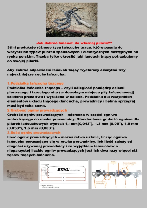 Łańcuch STIHL 023 3/8" 1.3mm 50 ogniw 35cm Picco Super PS3 oryginał