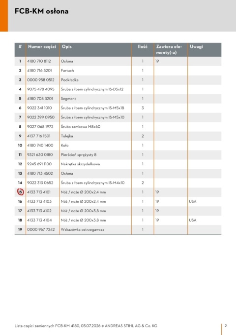 STIHL Nóż do krawędziarki (zapas) Orginał