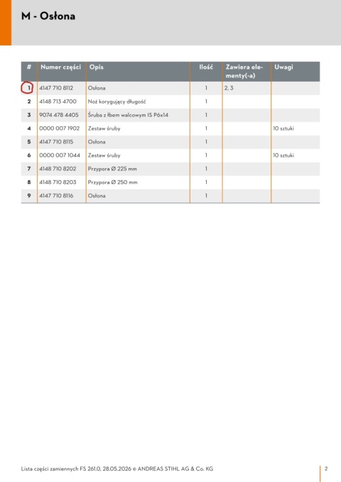Orginalna osłona STIHL 41477108112 do pracy z głowicą żyłkową