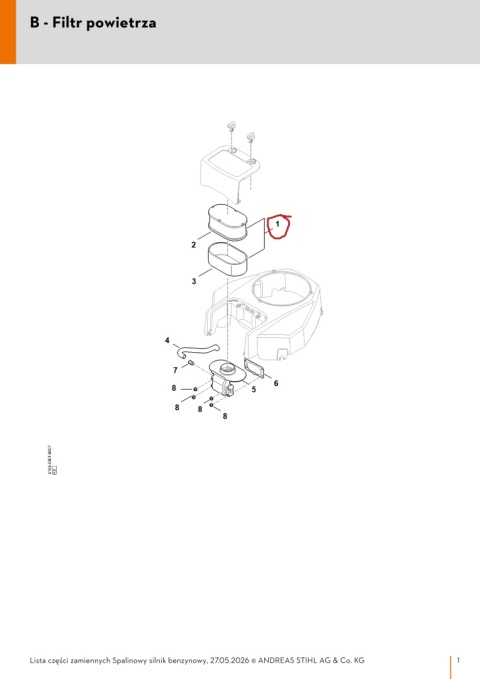 Orginalny filtr powietrza STIHL do silnika Loncin traktorka RT 5097 Z