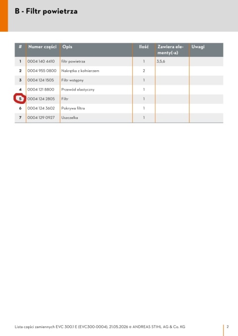 Orginalny filtr powietrza do silnika Loncin EVC 300,0/ EVC 300,1