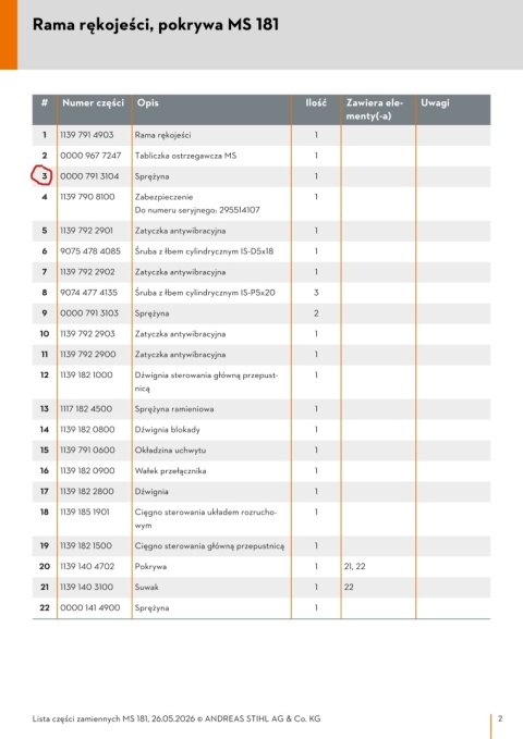 Sprężyna AV STIHL 00007913104 Orginalna