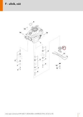 Pista noża STIHL 00007025010 Orginalna