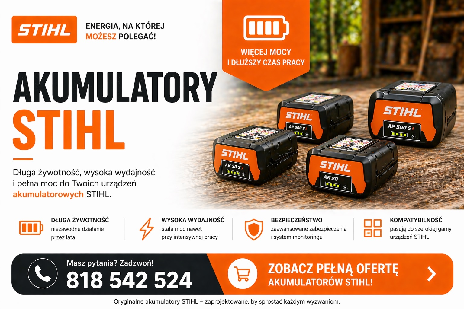 Orginalne akumulatory do maszyn STIHL
