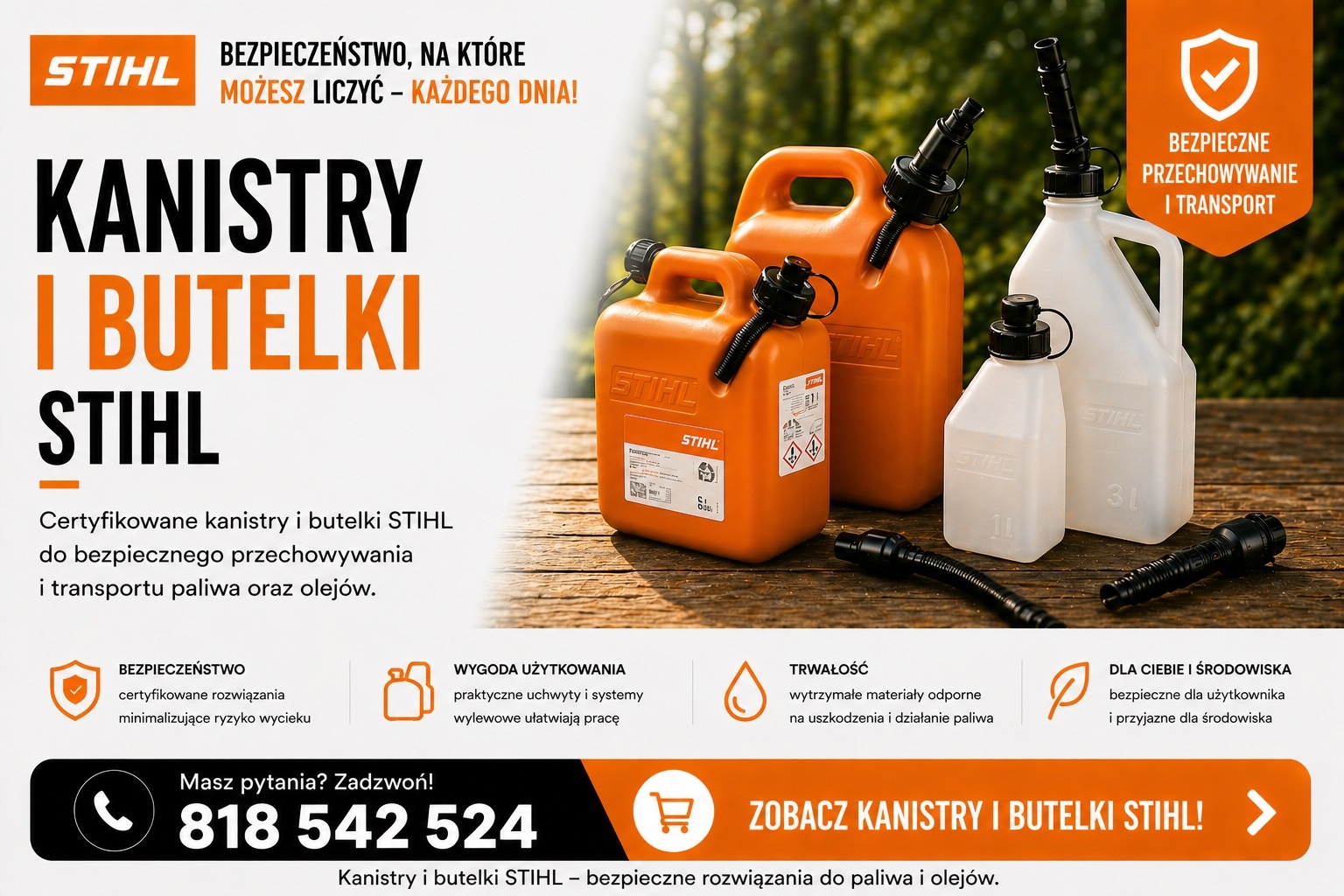 Kanistry i butelki polecane do pilarki MS 151 TC